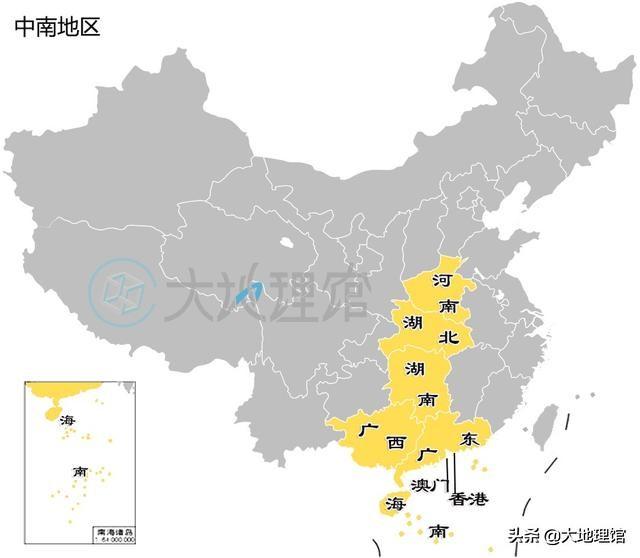中国六大区域划分图-中国区域地图划分图  第10张