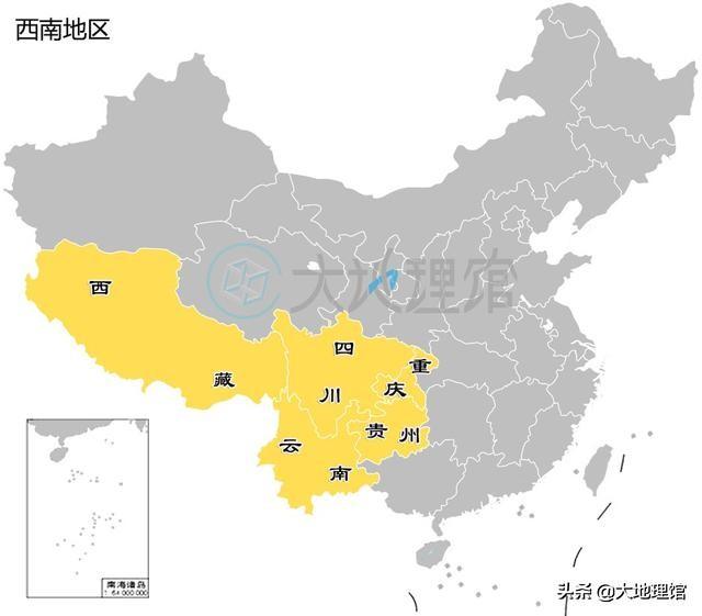 中国六大区域划分图-中国区域地图划分图  第12张